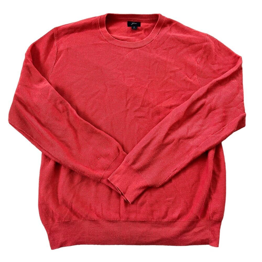 J.Crew Orange 100% Cotton Crewneck Sweater Size M Thin Weight Pullover